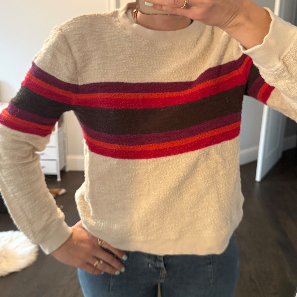 Faherty Vista Stripe Pullover Sweatshirt, Women's size M